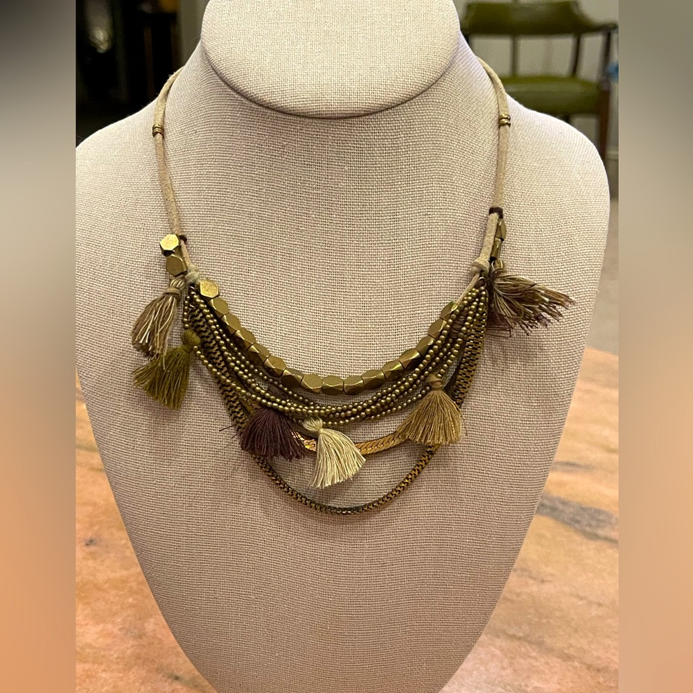 Anthropologie Adjustable Leather Multi-Layered Necklace